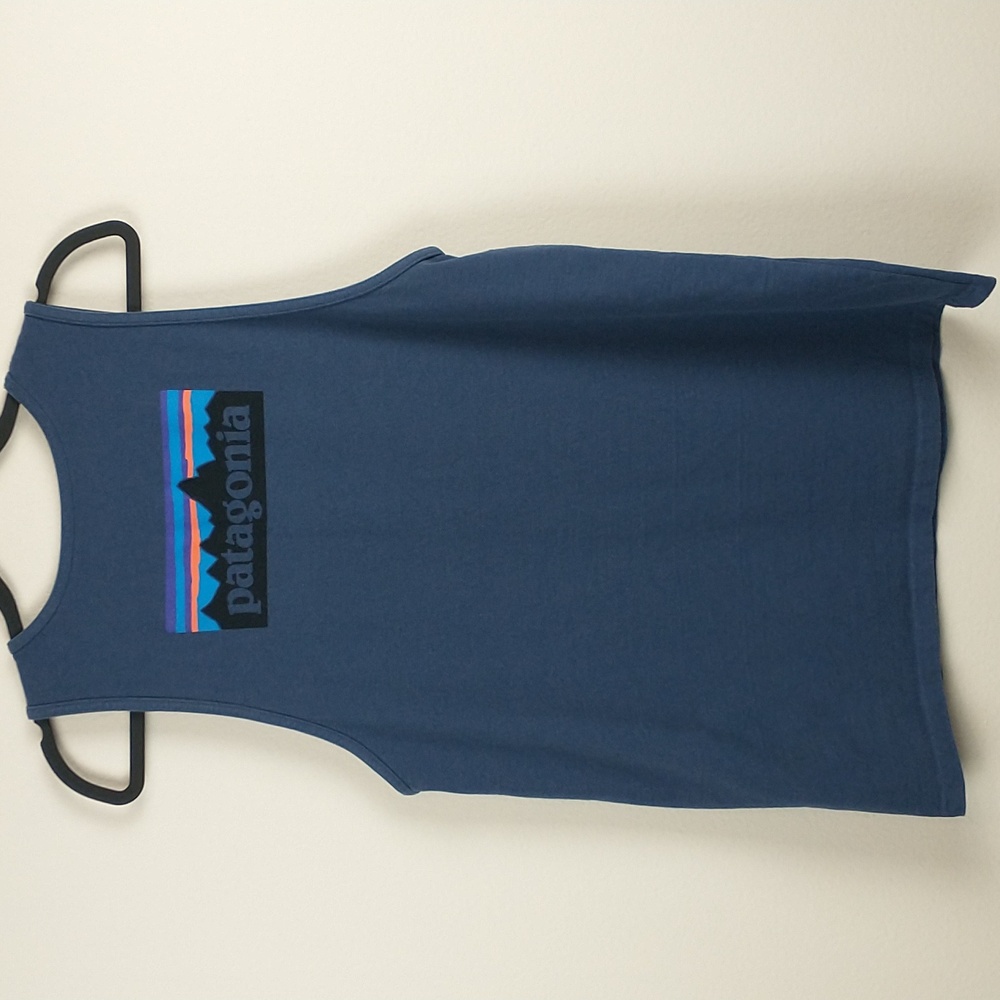 Patagonia P-6 Logo Tank Top Mens Large Blue Graphic Tank Top Shirt